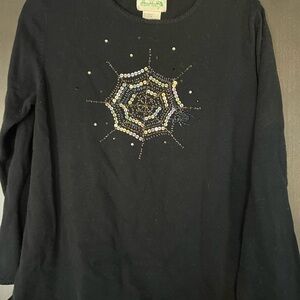Vintage The Quaker FactoryBlack Long Sleeve Top with Sequin Design